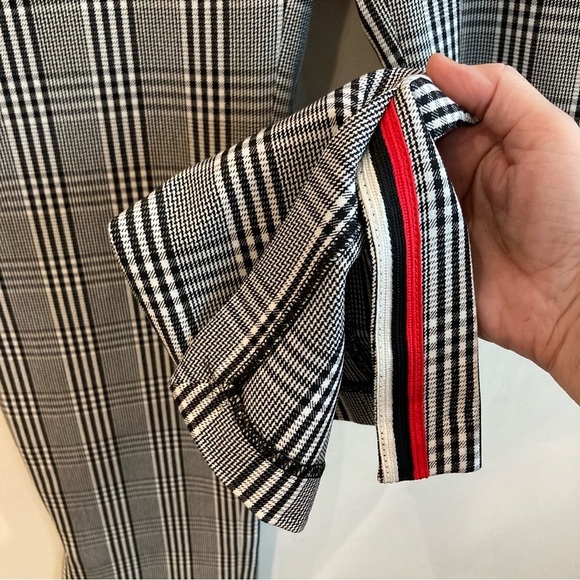 PINK TARTAN Sz 6 Black White Plaid Red Trim Slits at Hem Made in Canada Trousers - Picture 5 of 12